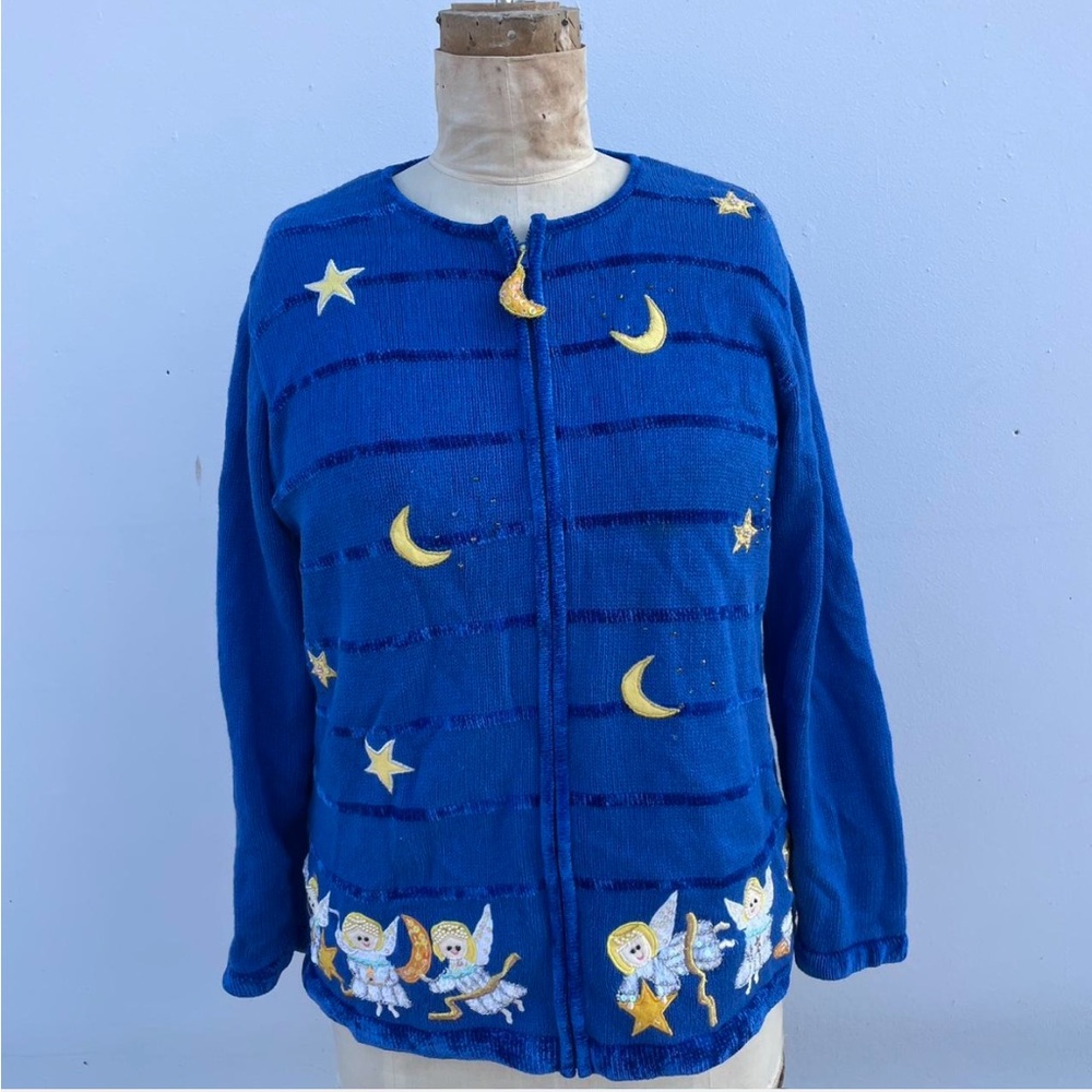 Quacker Factory Blue Celestial Women's Sweater